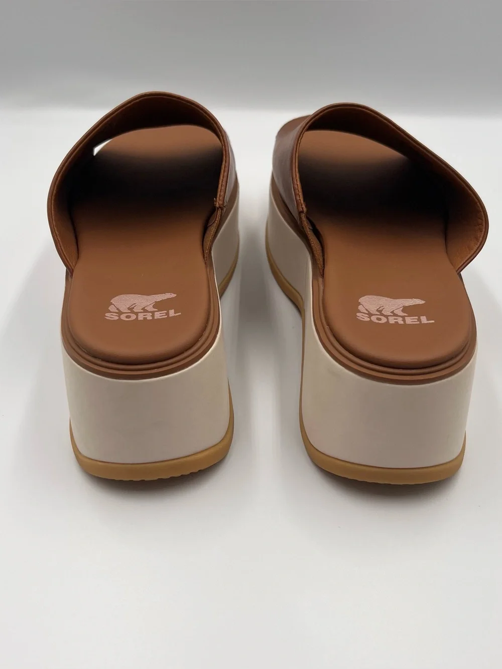 SOREL Dayspring Brown Leather Platform Slide Sandals Size 9